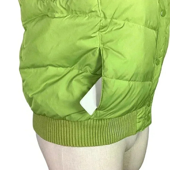 Gap Women XL Zip Up Down Puffer Vest Lime Green Polyester Pockets Y2K Vintage - Picture 4 of 9